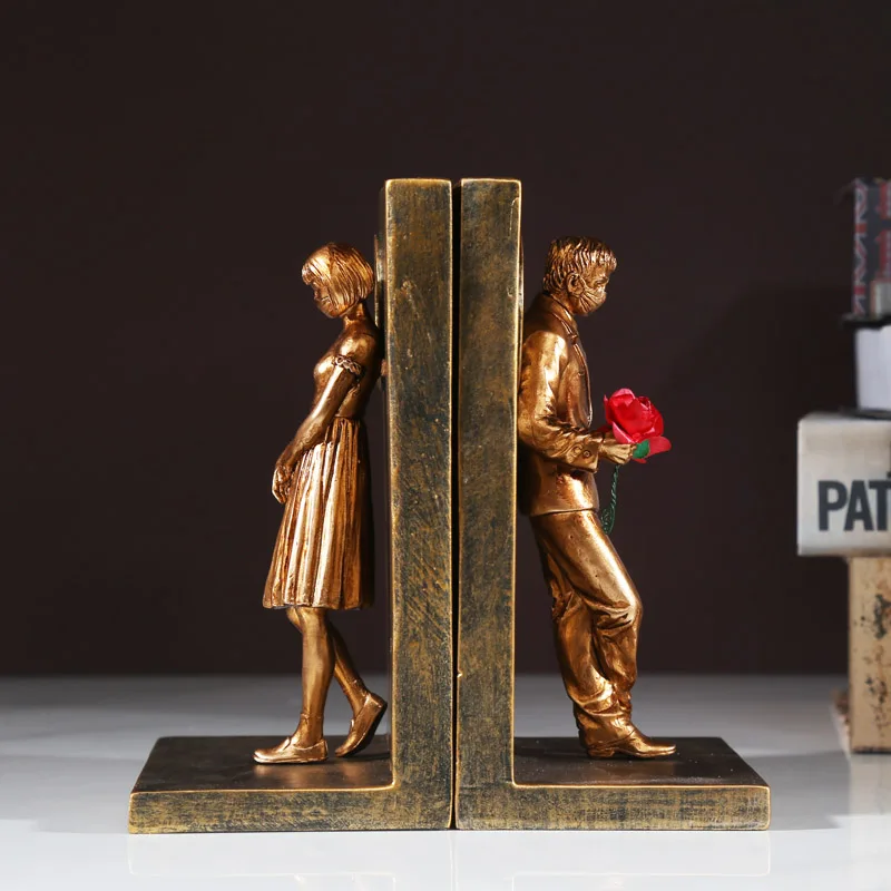 Resin Banksy Figureins Bookshelf Bookend Book Ends Decoration Art Display Desktop Home Study Room Decor Object Items