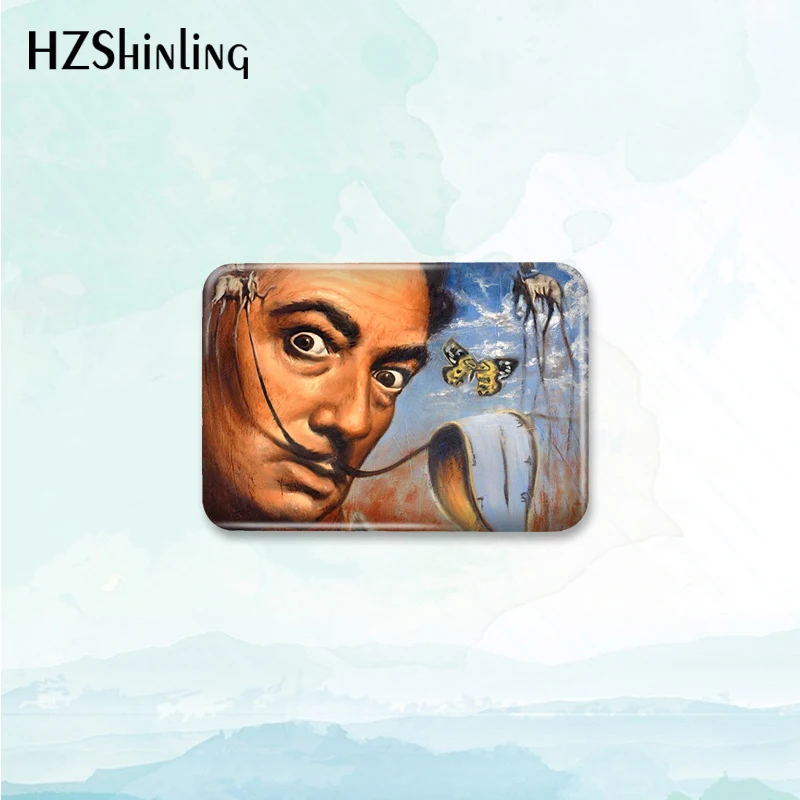 2023 New Salvador Dali Art Badge Brooch Clock Painting Rectangle Button Pin Backpack Decoration Round Jewelry Gift