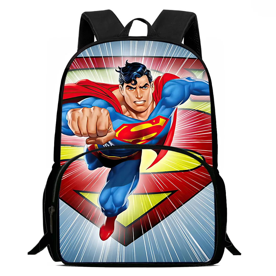 Cartoon S-Superman Logo Kids Backpacks Boys Girls Student Birthday Gift Child School Bag Large Capacity Camping Durable Rucksack