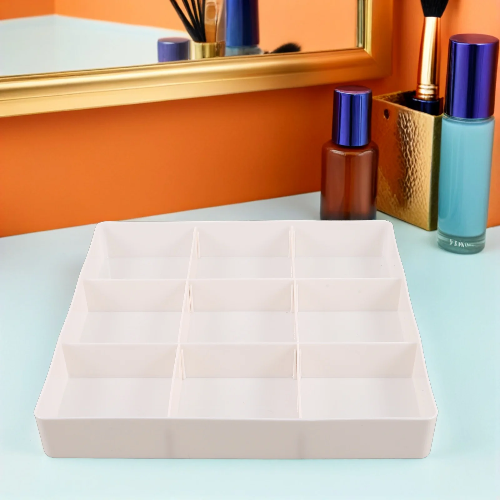 منظم فواصل أدراج شفافة قابلة للتعديل للمكياج والعناية بالبشرة والعطور وأحمر الشفاه وصندوق تخزين المكتب ومنظم المكياج