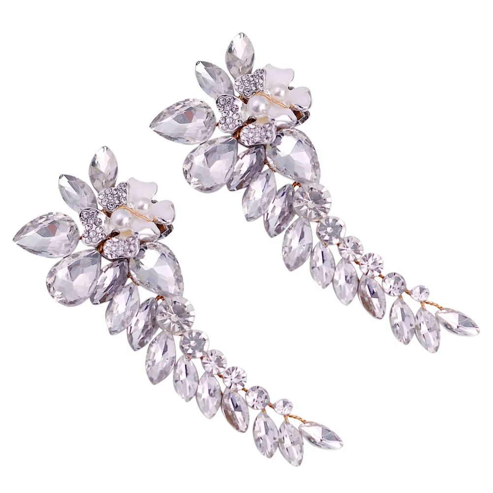 1Pair Shoe Flower Decoration Removable Pearl Rhinestone Buckles DIY Wedding Party Bride Shoes Ornaments Lightweight Detachable