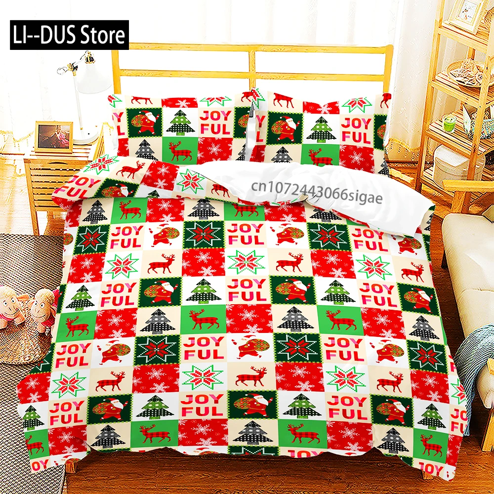 

Christmas Duvet Cover Set Skating Happy Snowman Xmas Tree Cheerful Ornate Snowflakes Decorative Bedding Set With Pillow Shams