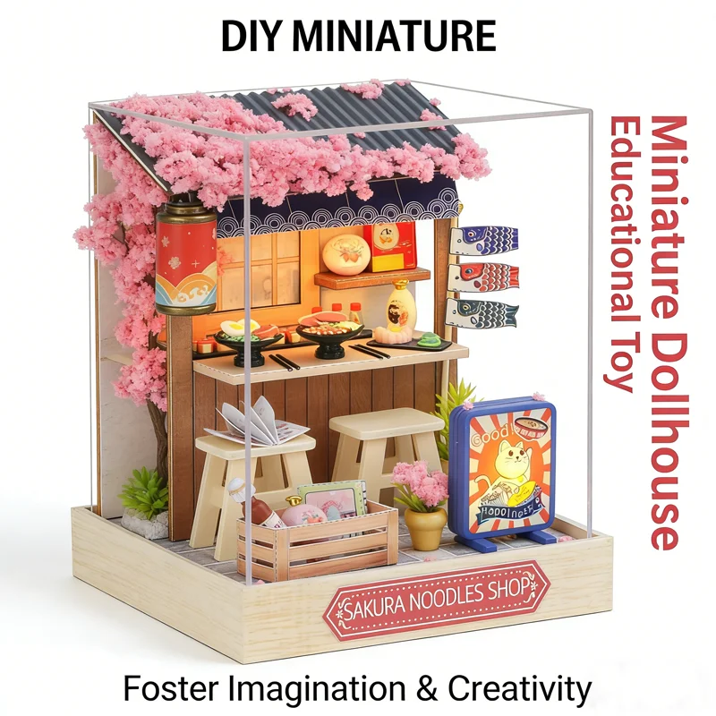 ใหม่มินิมินิเอเจอร์บ้านตุ๊กตา DIY ชุดโมเดล 3D ปริศนาไม้ทำห้องของเล่นสร้างสรรค์ที่ไม่ซ้ำกันของตกแต่งตั้งโต๊ะของขวัญสำหรับเด็ก