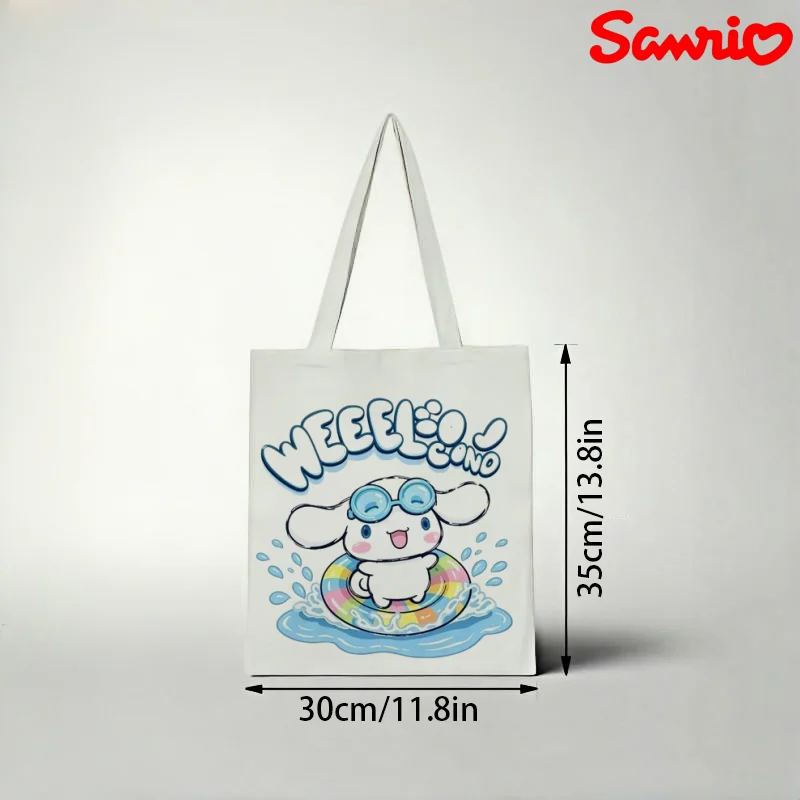 

1pc Lovely Minimalist Happy Cinnamoroll on Rainbow Float Casual Canvas Tote Bag