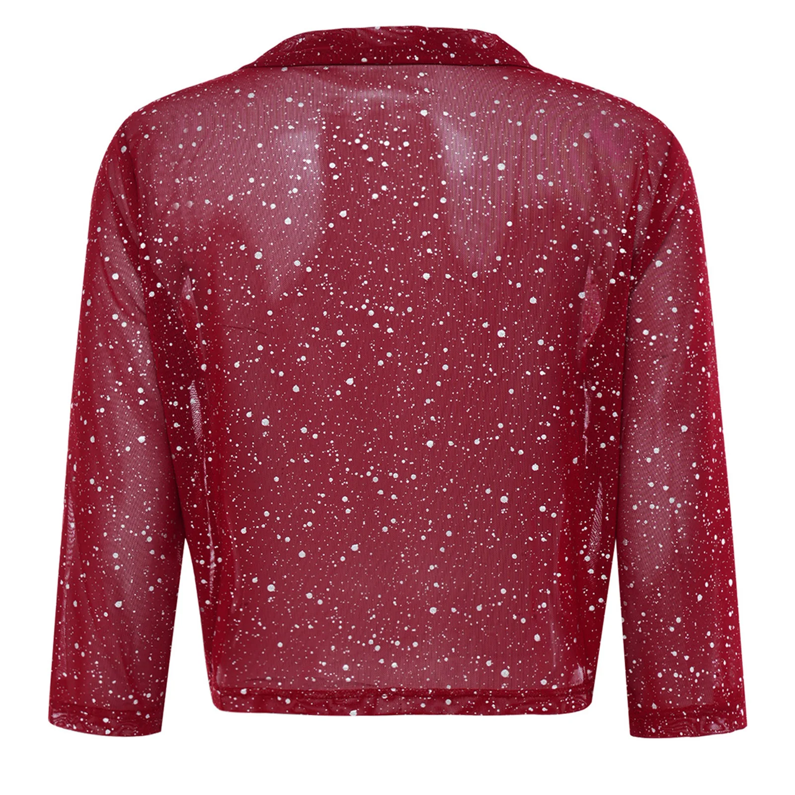 Women's See Through Mesh Cropped Cardigan Sheer 3/4 Sleeve Open Front Bolero Coats Jacket Rave Festival Dressy Party Outerwear