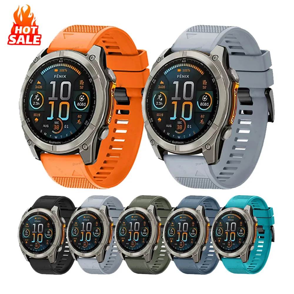 QuickFit 22mm 26mm Silicone Strap Wristband For Garmin Fenix 8-Epix-Pro 51mm 47mm 7S 5X 6X 7X Smart Watch Sport Strap Bracelet