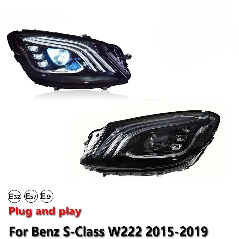Car Accessories Lamp Headlight Light For Benz S-Class W222 2015-2019 LED DRL Projector Front Brake Turn Signal Lamp Plug & Play