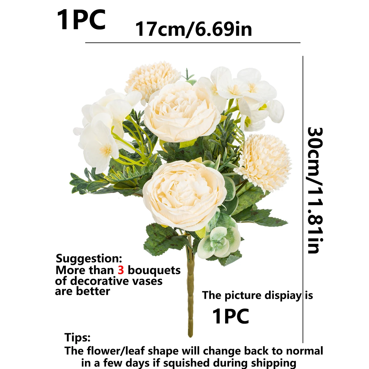 Künstliche Blumen Seiden-Pfingstrosen Chrysanthemen für Außenbereich Garten Hochzeit Brautsträuße Heim Zimmer Vasen Festival Party DIY Geschenke – Detail 7