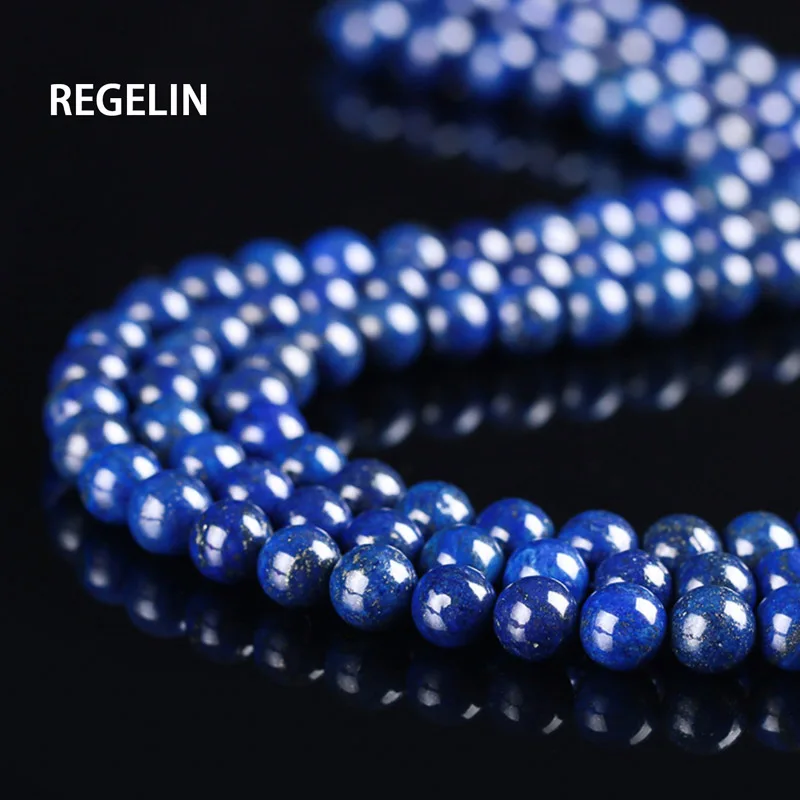 REGELIN Natural Stone Lapis Lazuli Never lose Color Round Beads 15