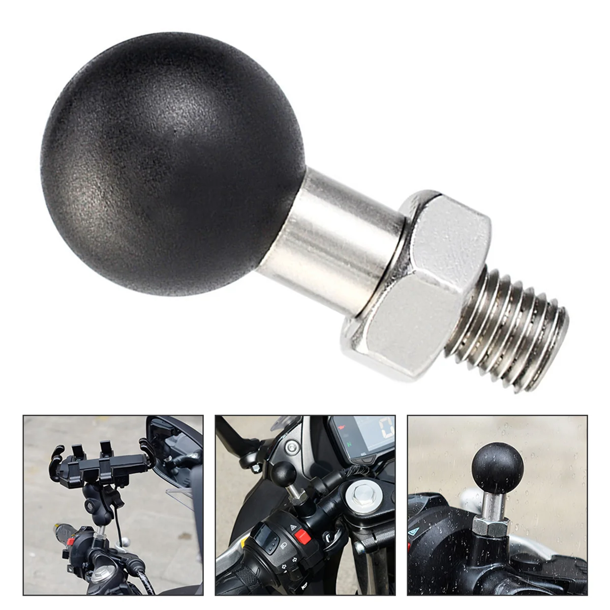 

1pc Rearview Mirror Screw Ball Joint Accessory Stainless Steel Motorbike Support Rack Non-Slip Phone Camera Holder Mount For