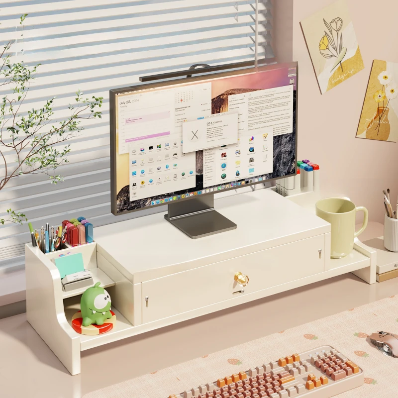 Monitor Stand Riser Desktop Computer Stand Screen Holder Desk Shelf for Office Workstation Home Space Saving Organizer