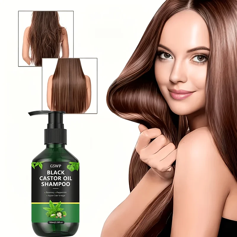 GSWP Black Castor Oil Moisturizing Shampoo, Controls Oil, Nourishes and Moisturizes, Leaving Hair Voluminous, Smooth. 100/200ml.