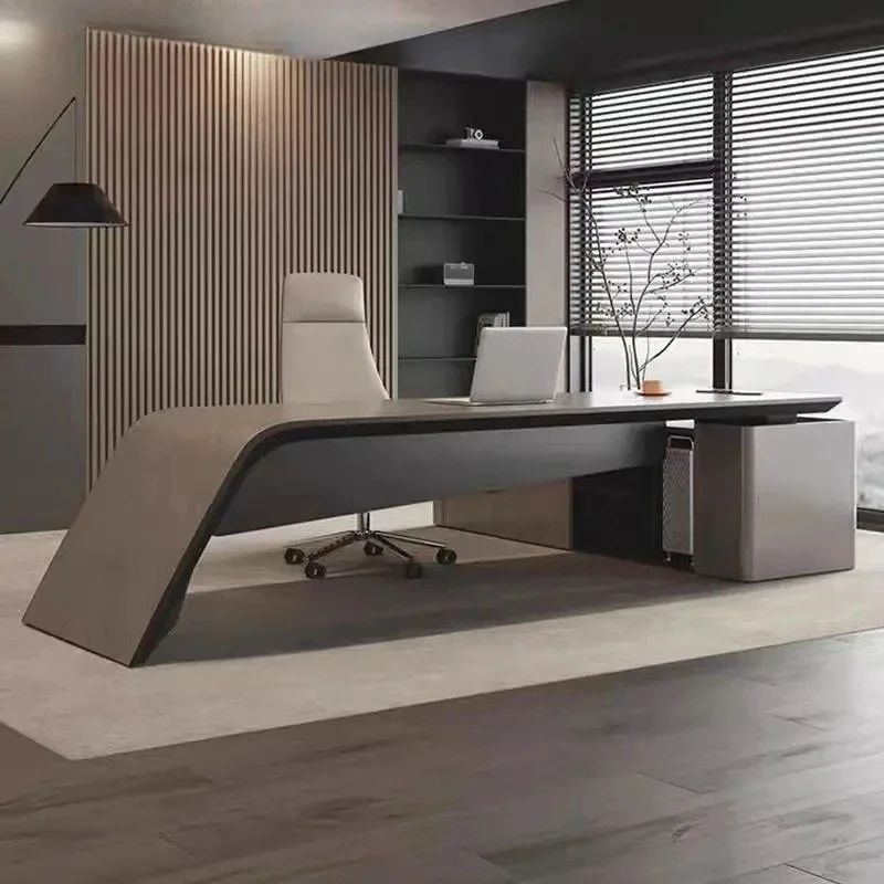 

Silver sandalwood boss table, president's desk, chairperson's office, light luxury office chair, modern simple supervisor's desk