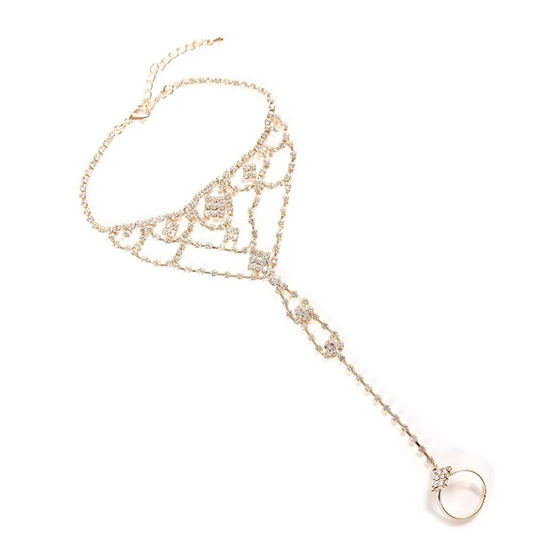 Stonefans Summer Luxurious Beach Bridal Anklet Sexy 1pcs Rhinestone Water Drop Anklet for Women  Toe Ring Foot Chain Accessories