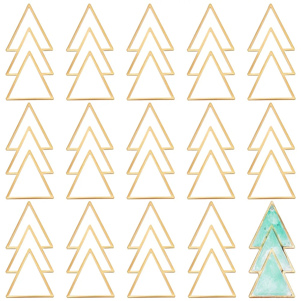 

1box 16pcs Brass Filigree Joiners Links Geometrical Triangle Christmas Tree Raw(Unplated) 46x21x1mm