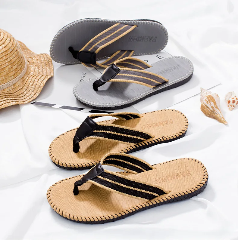 Ein Paar Herren-Slipper, flache Outdoor-Strand-Flip-Flops, lässige Frühlings- und Sommer-Slipper, rutschfeste Herren-Hausschuhe für drinnen, S – Detail 3