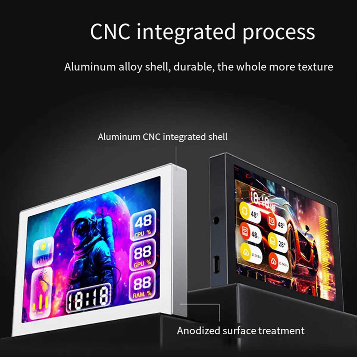 

7-Inch USB Chassis Secondary Screen RGB Table-Mounted Atmosphere Screen IPS Screen 800X480 with Sound Pickup Function B