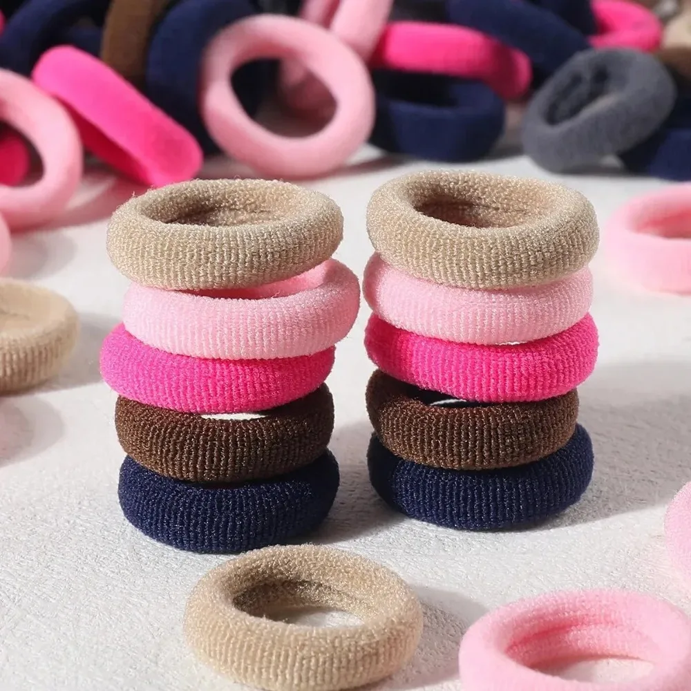 NEW 100PCS New Basic Nylon Ealstic Hair Ties for Girls Colorful Hair Band Ponytail Holder Scrunchie Rubber Band Kid Hair Acces