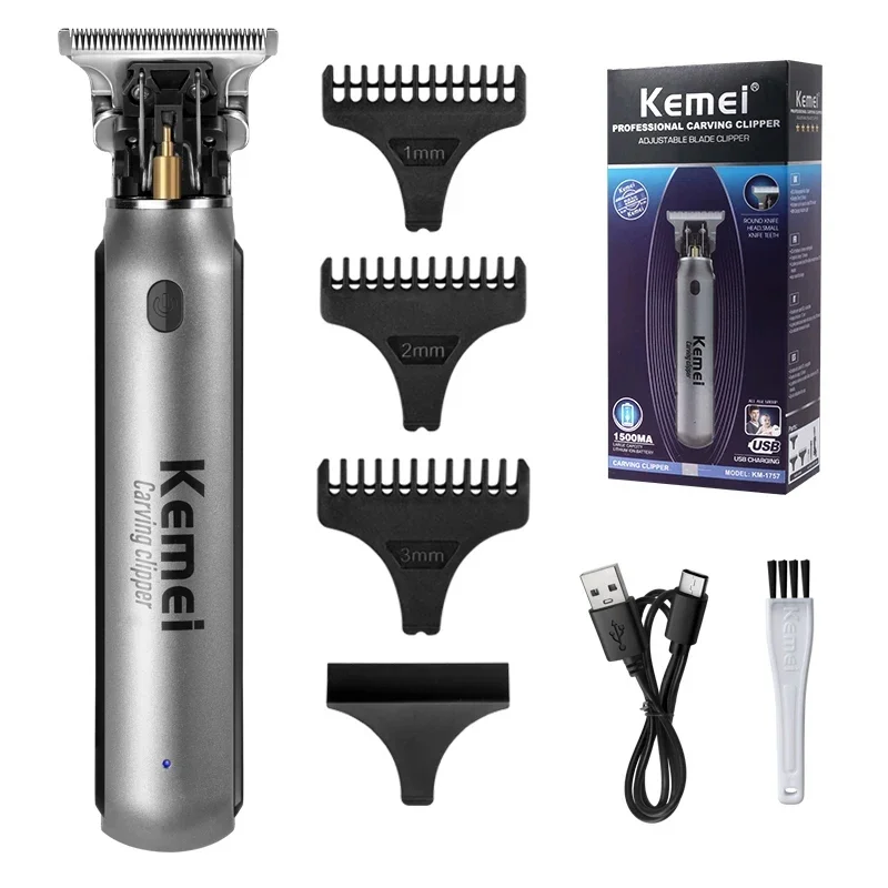 Kemei Mini Hair Clippers Men's Beard Trimmer Zero Gapped T-Blade Hair Cutting Machine Cordless Professional Clippers KM-1757