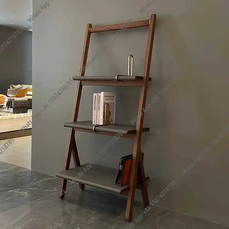 

Modern simple saddle skin ash wood solid wood medieval module bookshelf combination