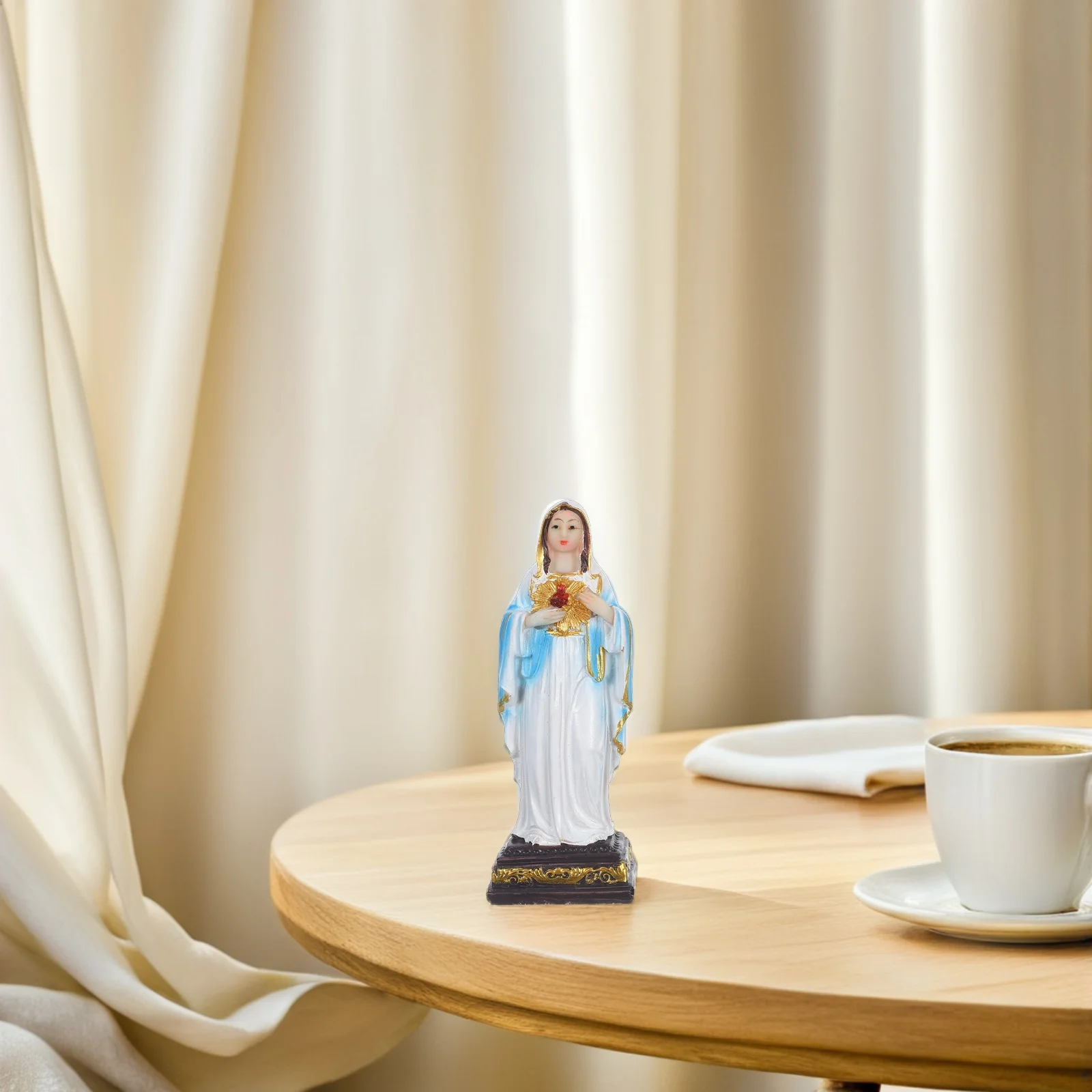 

Blessed Mother Miniature Resin Statue Catholic Religious Art for Home Interior Church Decoration Christmas Blessing Tabletop