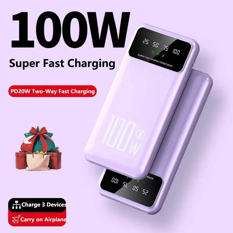 

Power Bank 20000mAh 20W PD Two-Way 100W Fast Charging Powerbank External Battery Pack for iPhone Huawei Xiaomi Samsung Poverbank