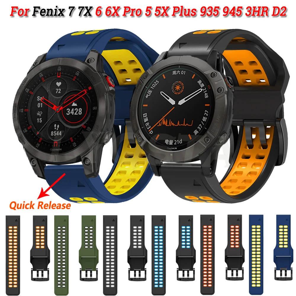 22 26mm pulseira de silicone pulseira de liberação rápida para garmin fenix 6 6x pro 5x 5 plus 3hr fenix 7x 7 forerunner 935 assista banda cinto