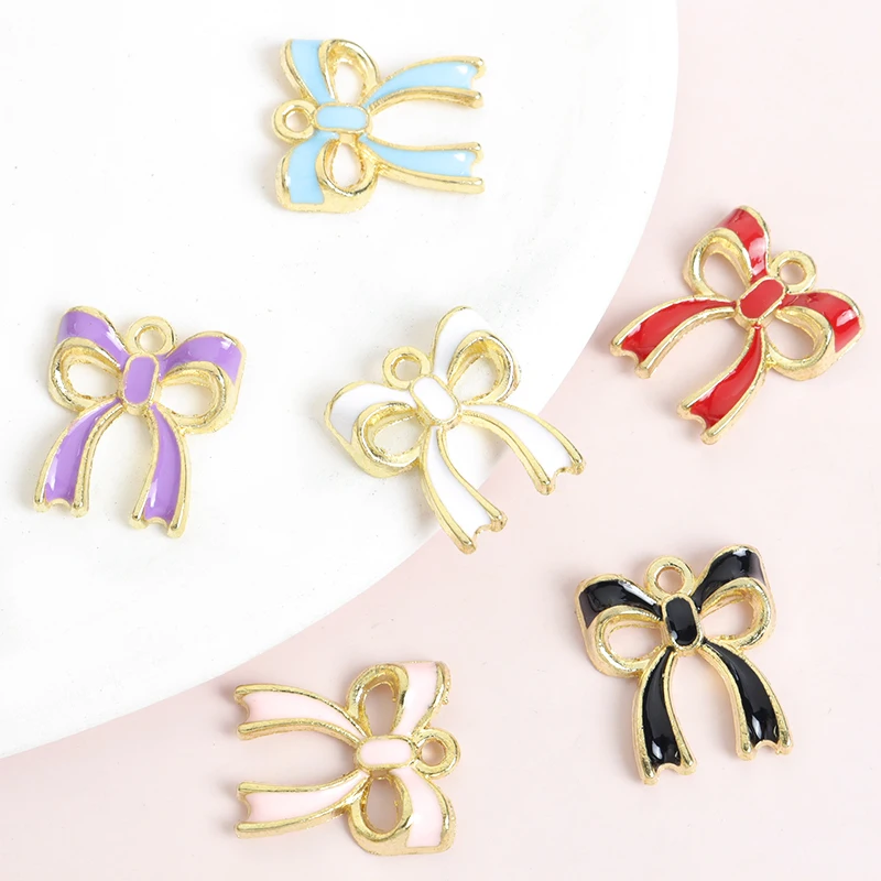 20pcs Multicolor Bow Tie Enamel Drip Oil Charms Cute Vibrant Bowknot Alloy Pendants for DIY Stylish Necklace Bracelet Earrings