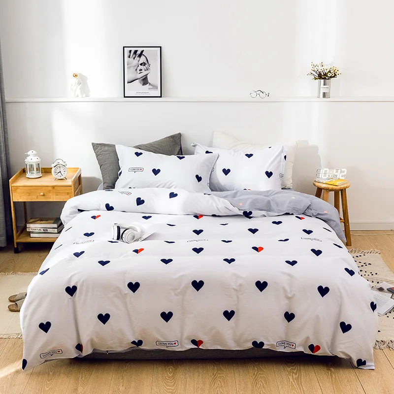 

2022 Newest Long-staple Cotton Four-piece Bed Sheet Star And Moon Pattern Plain Cotton Bedding Light Luxury Style White Color