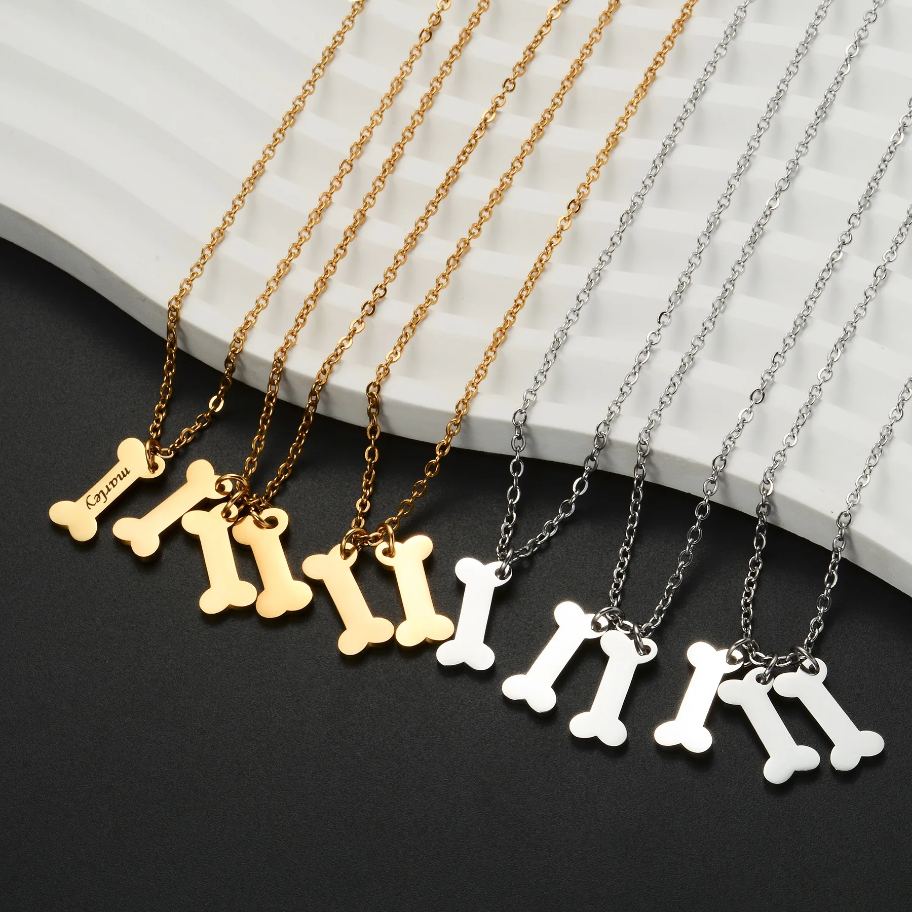 تذكار جنازة الحيوانات الأليفة - قلادة على شكل عظمة بتصميم إبداعي، للجنسين، قلادة تذكارية مجوهرات جنائزية. اسم عيد ميلاد الحيوانات الأليفة DIY.