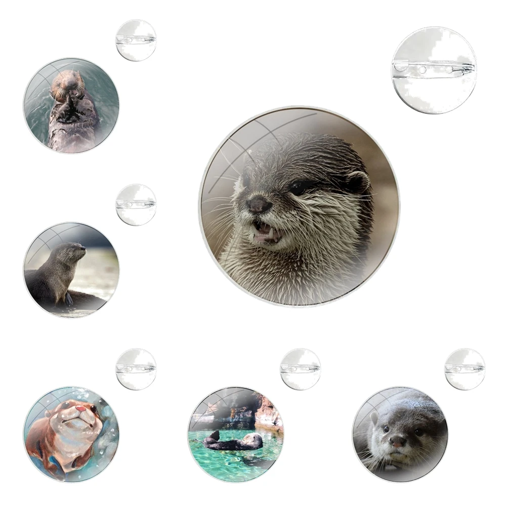 cute Otter water animal Pins Badge Metal Brooches For Clothes Backpack Decoration gift