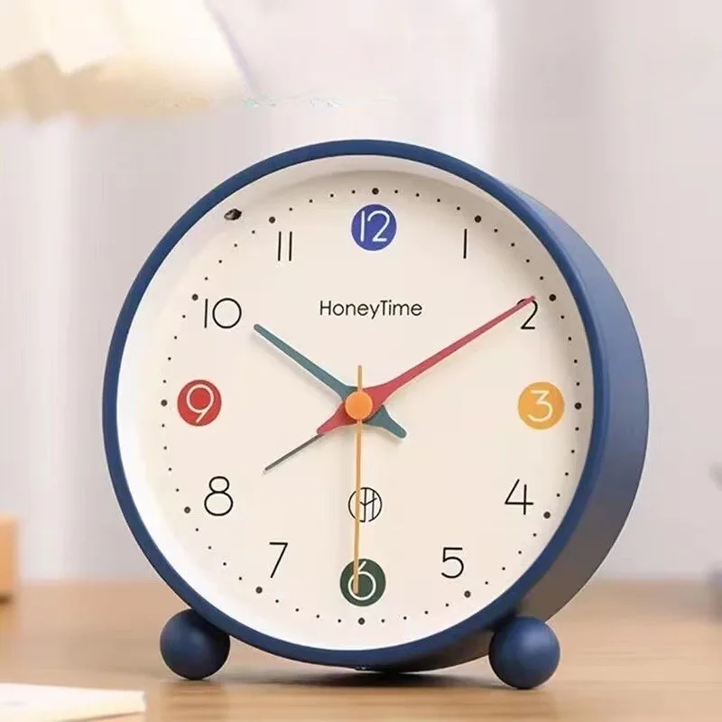 Creative Morandi Colorful Desktop Alarm Clock Students Wake Up Bedroom Decorative Clock Quartz Silent Watch Decorative Ornaments