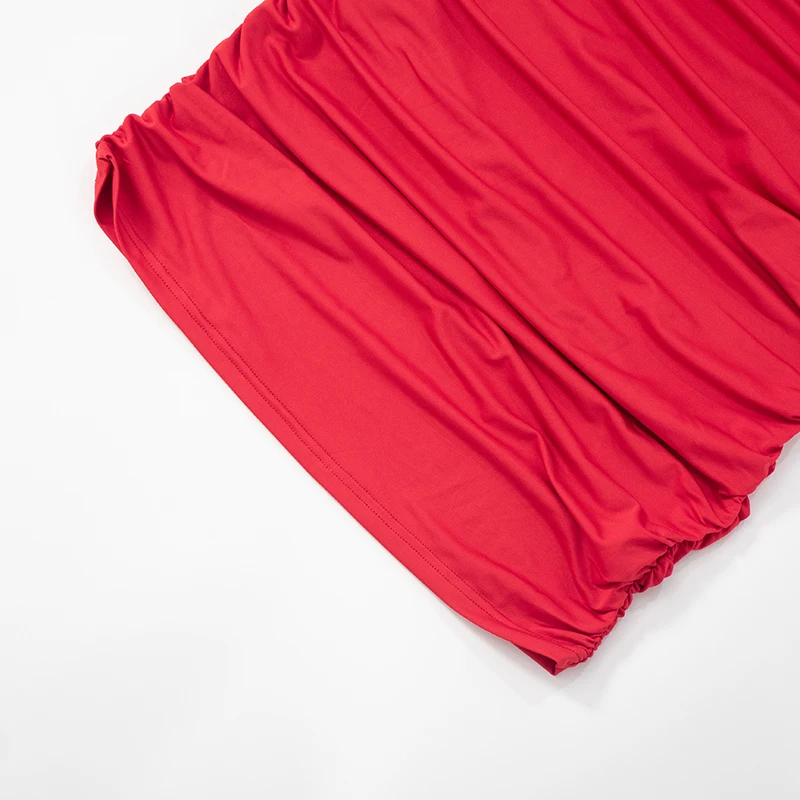 CUTENOVA Women'S Spring And Summer New Asymmetric One-Shoulder Camis Solid Color Twisted Sexy Shrink Pleated Package Hip Dress