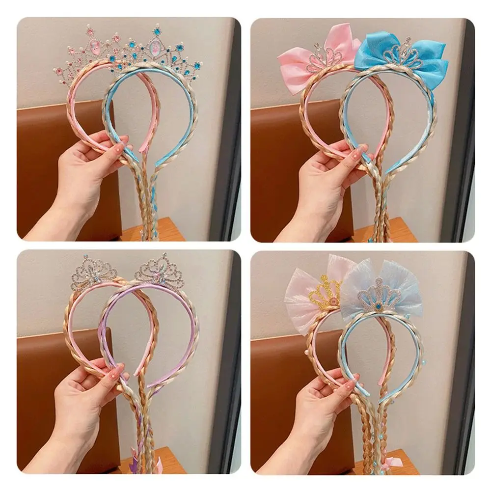 عصابة رأس تنكرية مبتكرة للفتيات ، شعر مستعار ، أميرة الثلج ، ندفة الثلج ، تاج ، زينة القوس ، إكسسوارات شعر مجففة