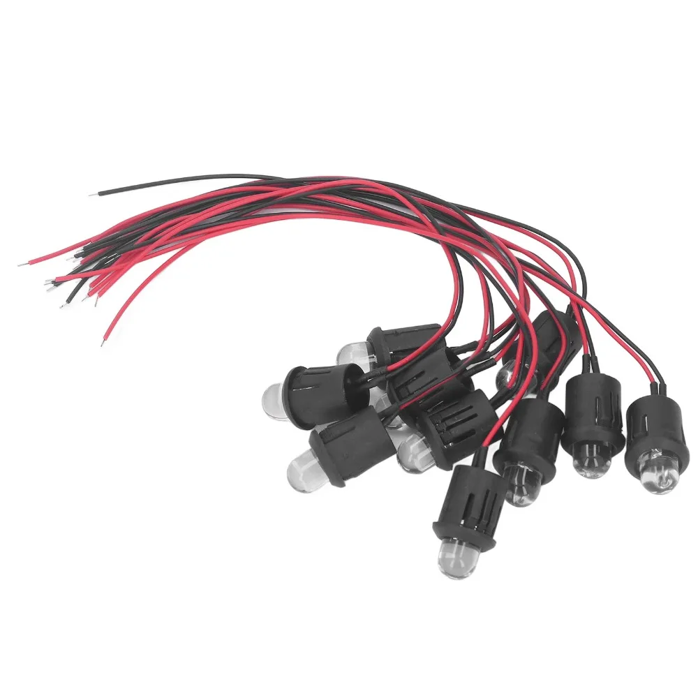 

10 шт., простая установка, 10 мм, светодиодная лампа, 12 В, прозрачная лампа для воды, контрольная световая индикаторная плата, индикатор для использования в автомобиле