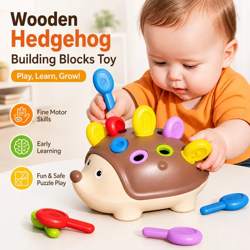 

Spiky Hedgehog Shape Plug-in Building Blocks Kids Educational Toy Fine Motor Skill Training Brain Development Matching Stacking