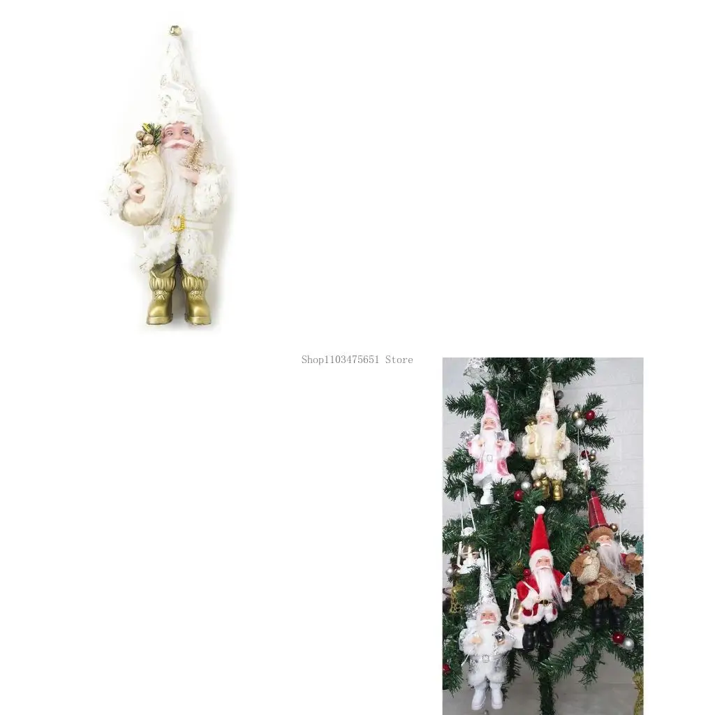 9'' Standing Santa Figurines Christmas Figure Decorations Hanging Xmas Tree Ornaments Santa for Doll Toy Collectible