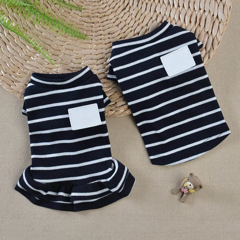 Couple Dog Clothes Puppy Chihuahua Shirts Striped Pet T Shirt Pets Clothing For Small Dogs French Bulldog Bichon Teddy Costume