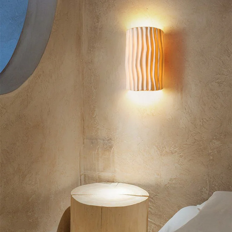 

Modern Nordic Colorful LED Wall Lamp For Bedroom Home Decoration with G9 LED Bulb, Creative Resin Stripe Wall Sconces Lamp