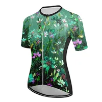 Women's spring/summer cycling sweatshirt Floral pattern breathable quick drying reflective strip