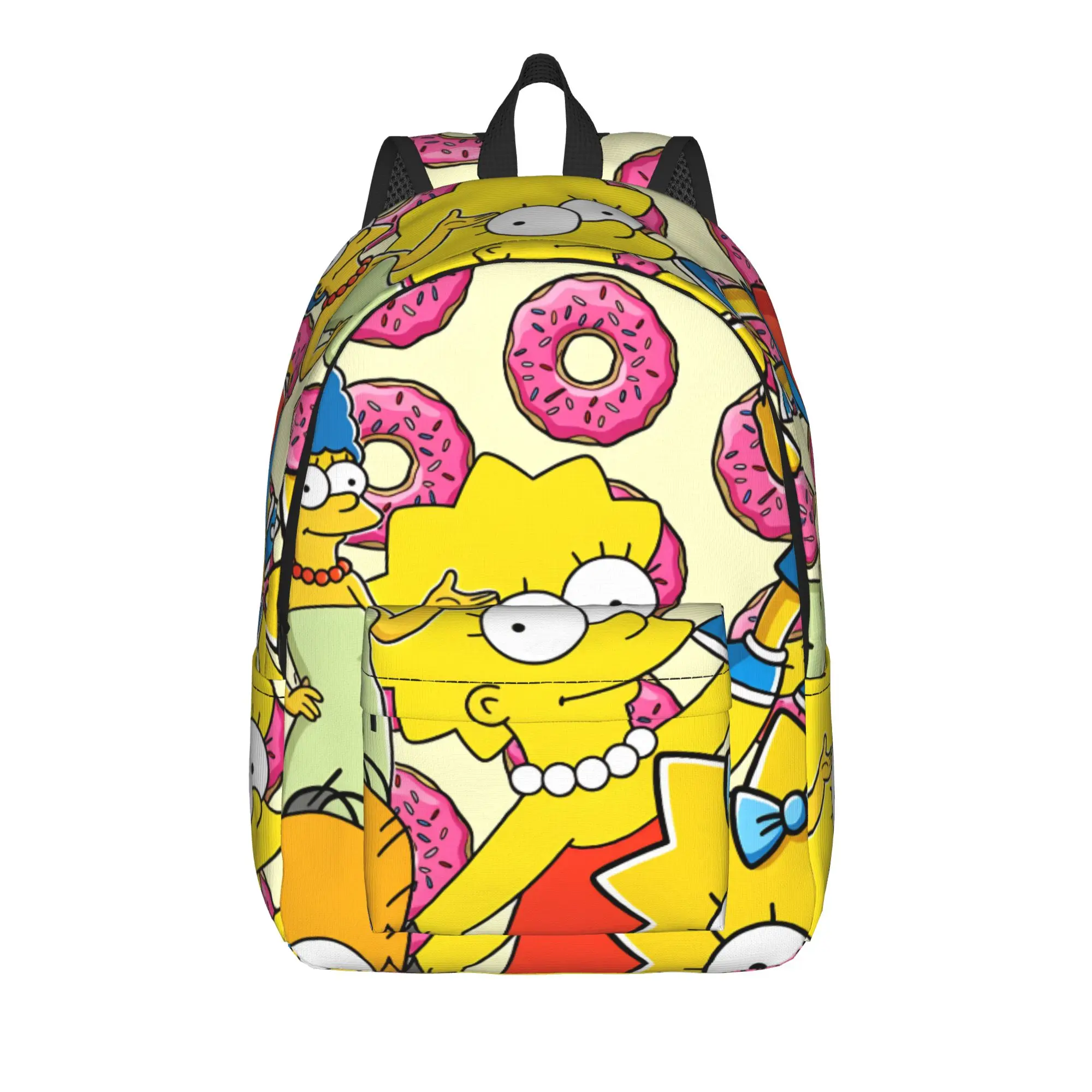 S-Simpsons Family Donut Background Backpack  Streetwear Backpacks Youth Travel Durable High School Bags Custom Rucksack