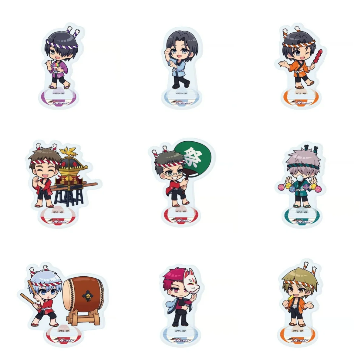 Anime Kuroko's Basketball Q-style Summer Festival Theme Tetsuya Kuroko Acrylic Stand Model Plate Keychains Desk Decor