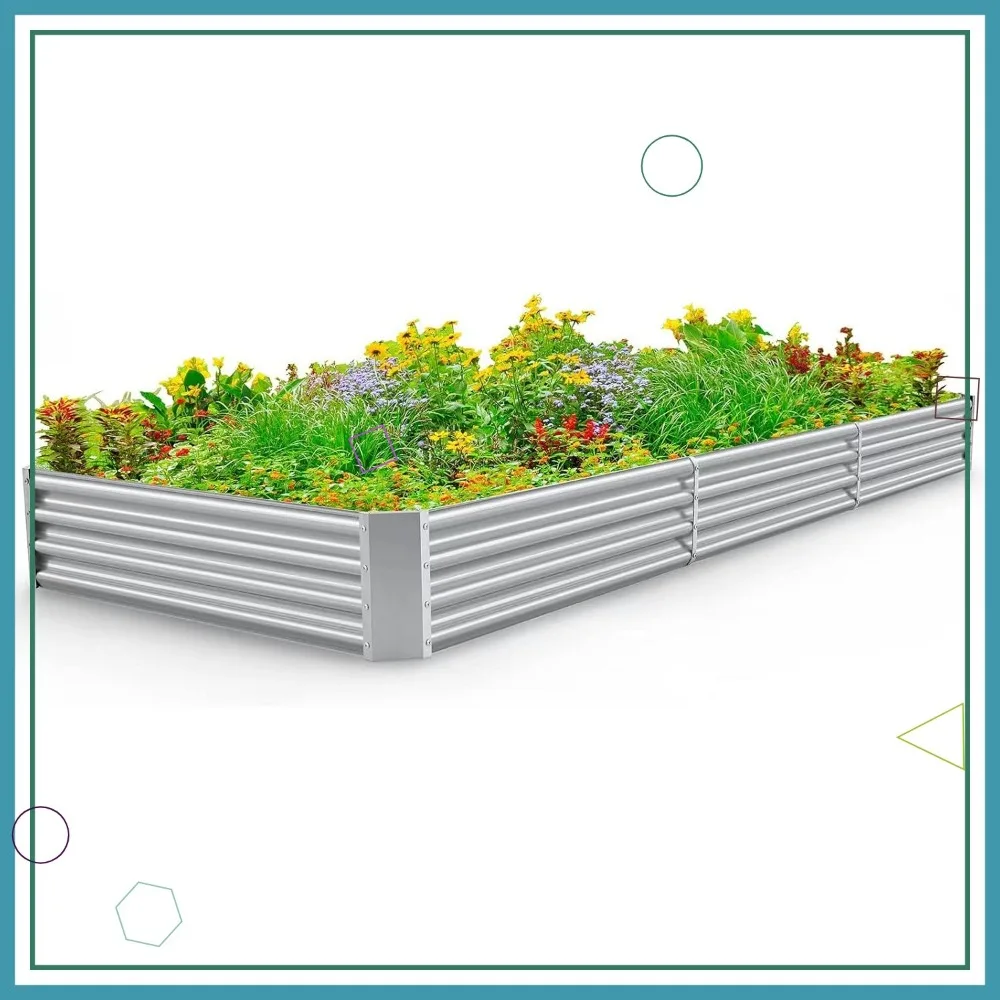 

Large Galvanized Steel Raised Garden Bed Kit, 12x4x1ft Outdoor Planter Box for Vegetables with Easy Assembly
