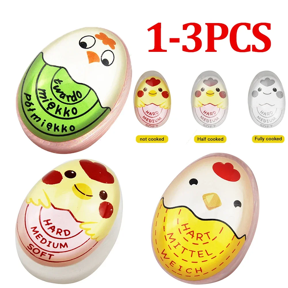 1-3pc Color Changing Timer Yummy Boiled Eggs Cooking Kitchen Egg Timer Alarm Tools Mini Egg Boiling Timer Boiled Egg Alarm Timer