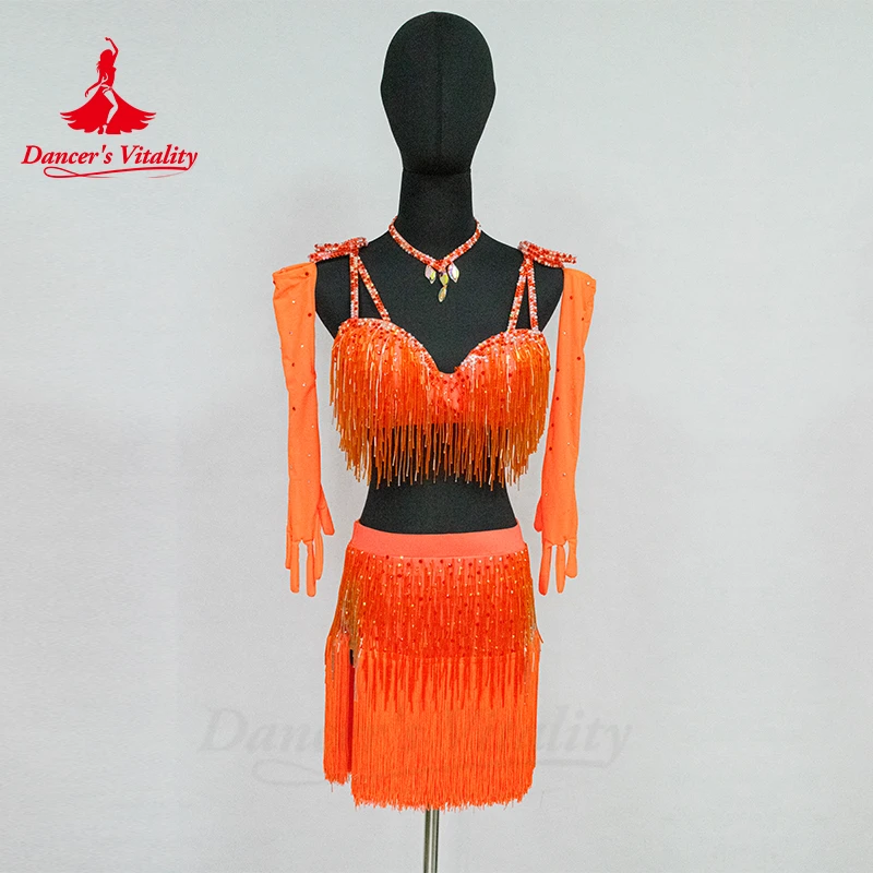 Vestido de dança latina personalizado para mulheres Rumba, Cha Cha, Performance de tango, trajes profissionais, saia, fêmea, crianças