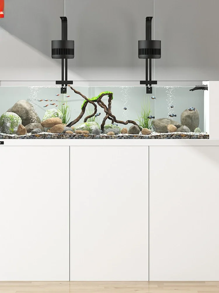 Wild Mining Stream Tank Fish Tank Living Room Home Landscape Medium Light Luxury Super White Glass 1