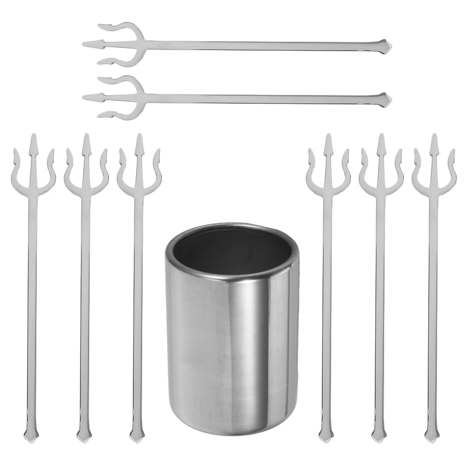 

1 Set Stainless Steel Forks Storage Jar Dessert Fork Set For Cake Fruit Appetizers Party Wedding Serving Utensils – Cake Fruit