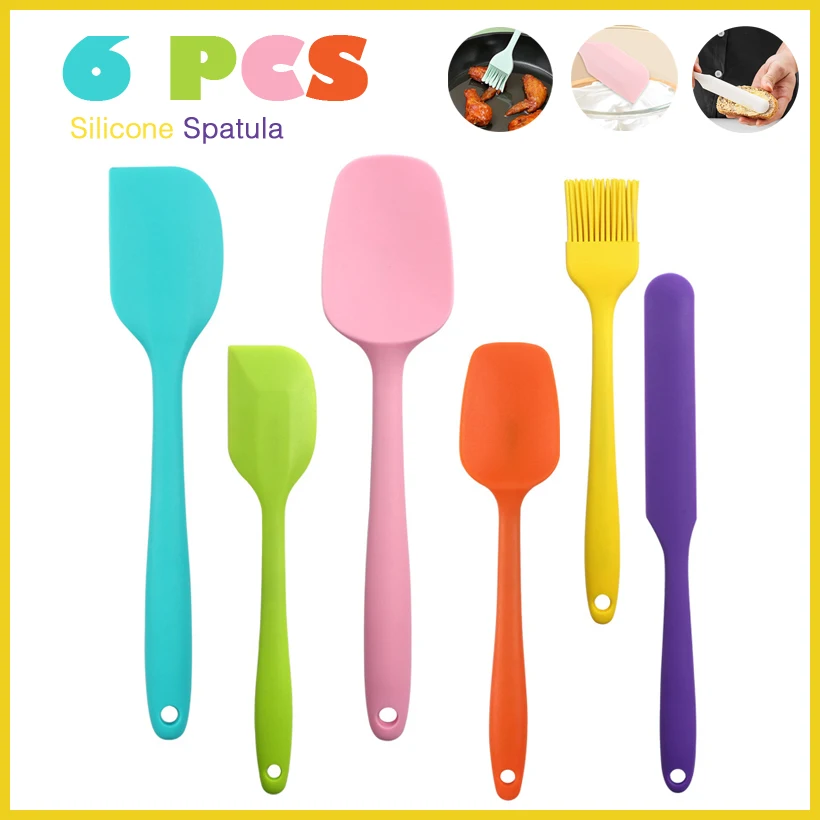 

6 Pieces Silicone Spatula Set Food Grade Non Stick Heat Resistant Spatulas Turner for Cooking Baking Mixing Baking Tools