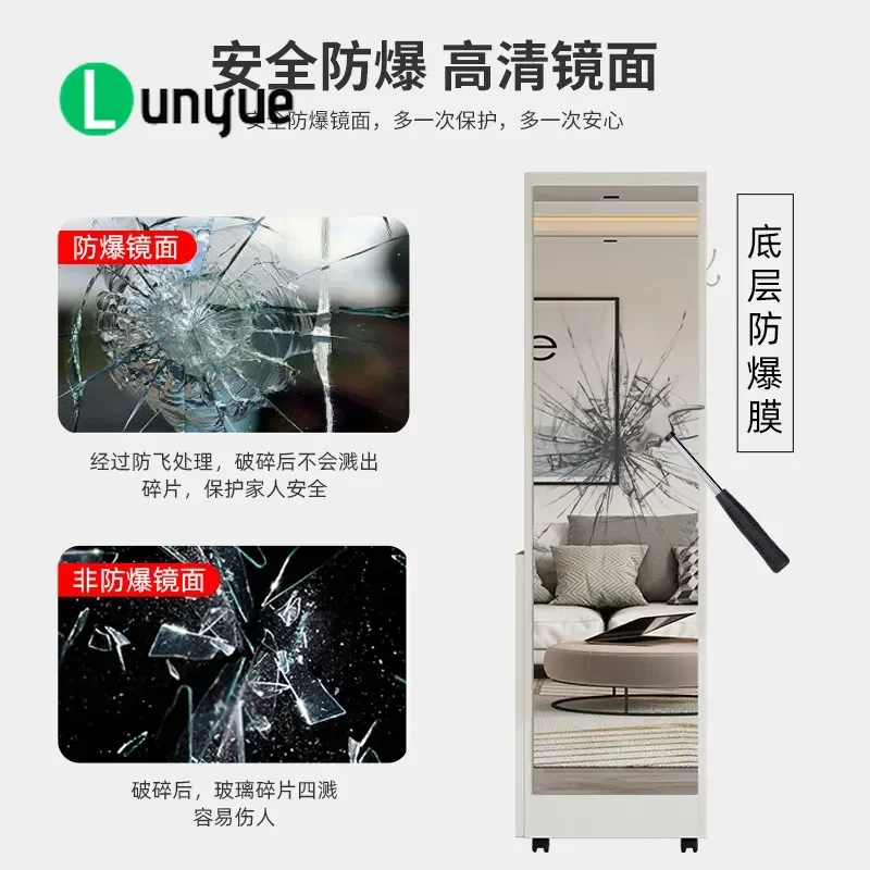 Full Body Floor Mirror with 360 Rotating Coat Rack Integrated Standing Mirror Hanger for Bedroom Living Room Wardrobe Storage