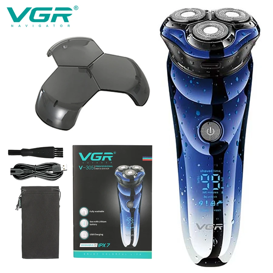 

VGR Shaver Electric Razor Beard Trimmer Beard Cutting Machine Beard Shaver Waterproof Rechargeable Electric Shaver for Men V-305